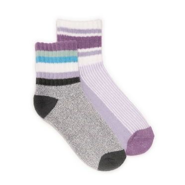 MUK LUKS Women's Shortie Lounge Crew Socks, 2 Pair Pack