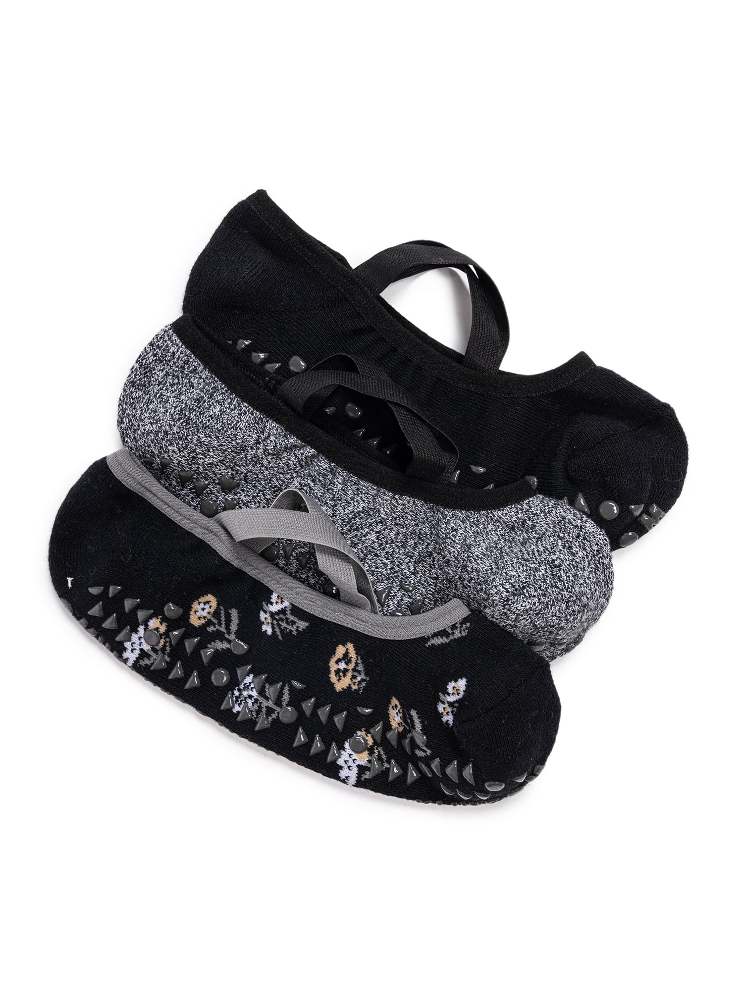 MUK LUKS Women's Pilates Ballerina Cotton Low-Cut Socks, 3-Pack, Shoe Sizes 6-10