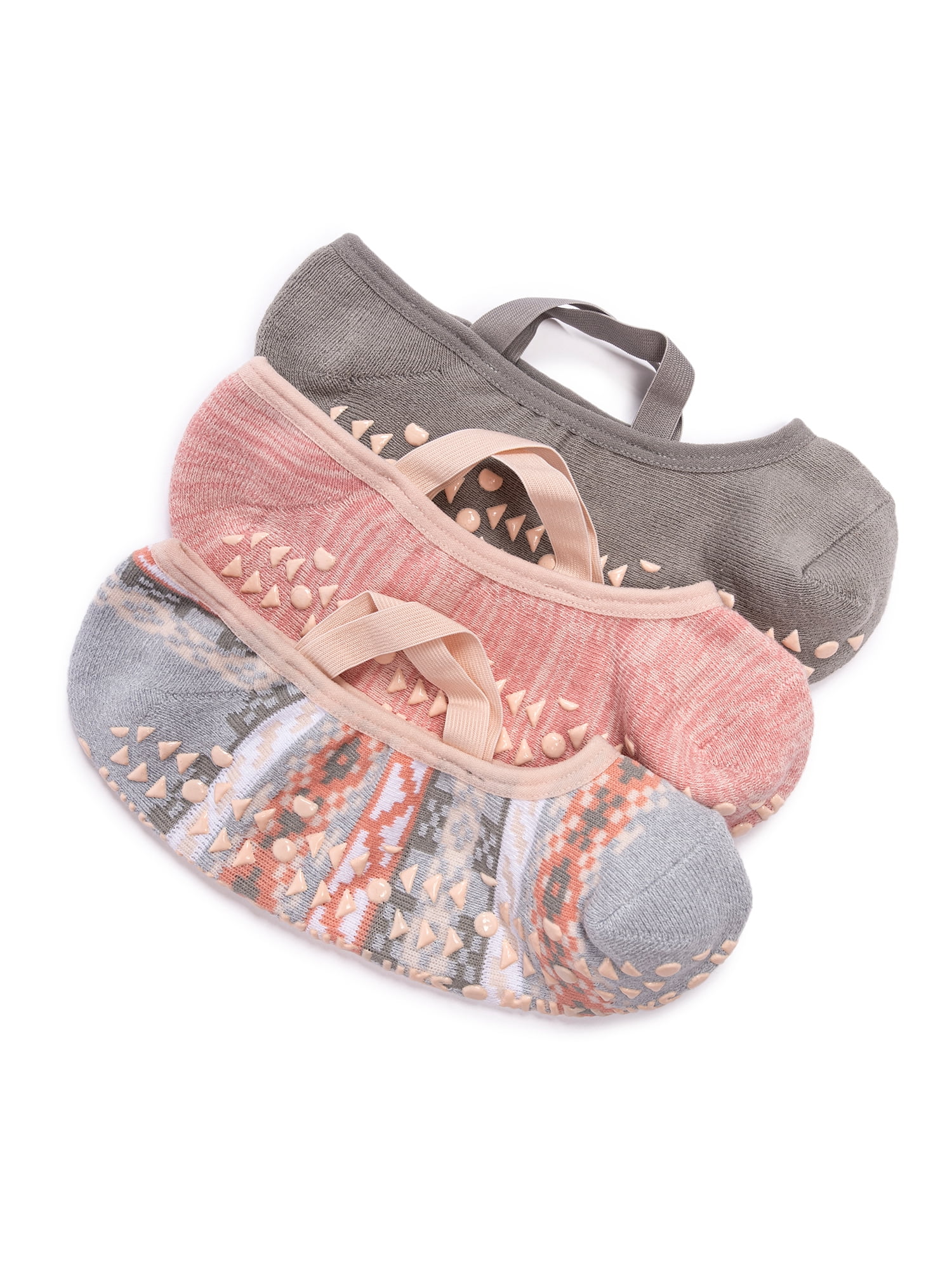 MUK LUKS Women's Pilates Ballerina Cotton Low-Cut Socks, 3-Pack, Shoe Sizes 6-10