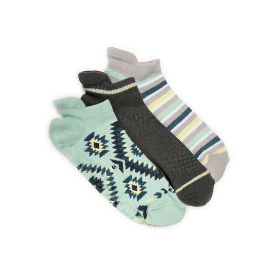 MUK LUKS Women's Studio Cotton Ankle Socks, 3-Pack, Shoe Size 6-10