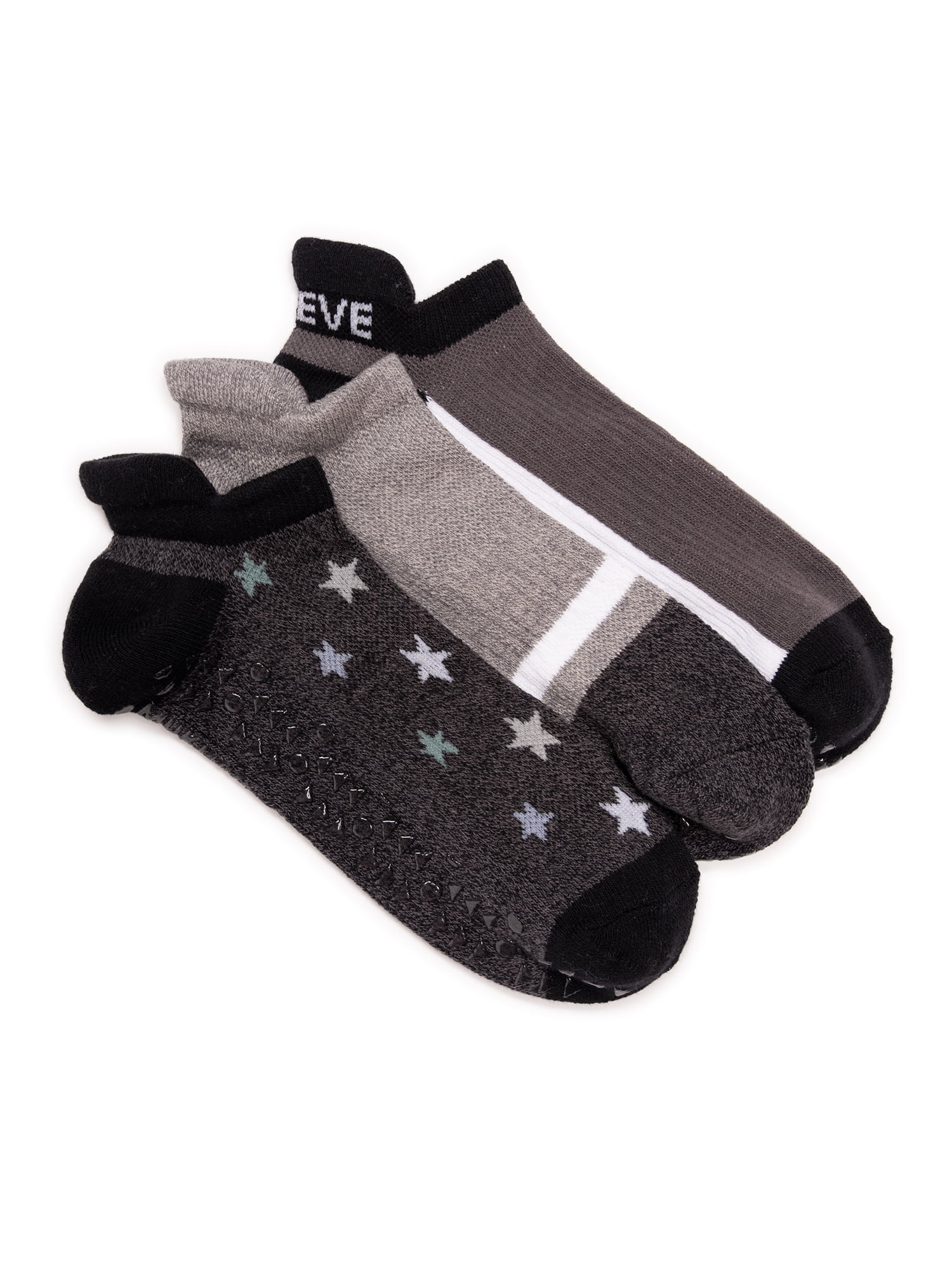 MUK LUKS Women's Pilates Cotton Ankle Socks, 3-Pack, Shoe Sizes 6-10