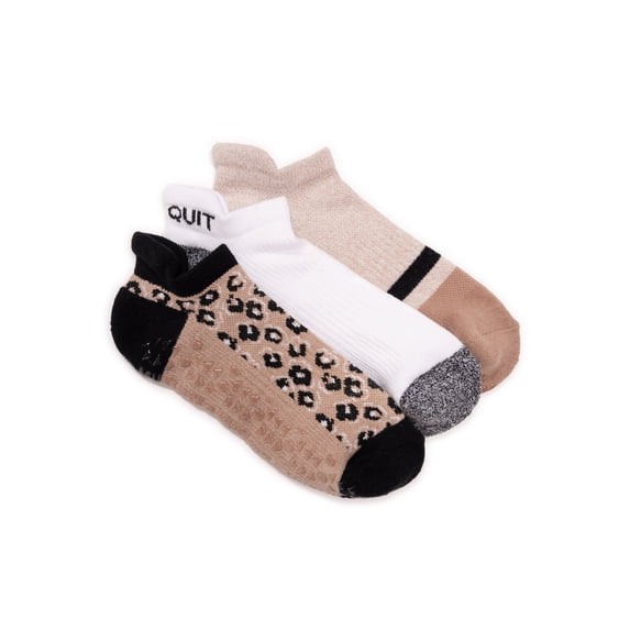 MUK LUKS Women's Studio Cotton Ankle Socks, 3-Pack, Shoe Sizes 6-10