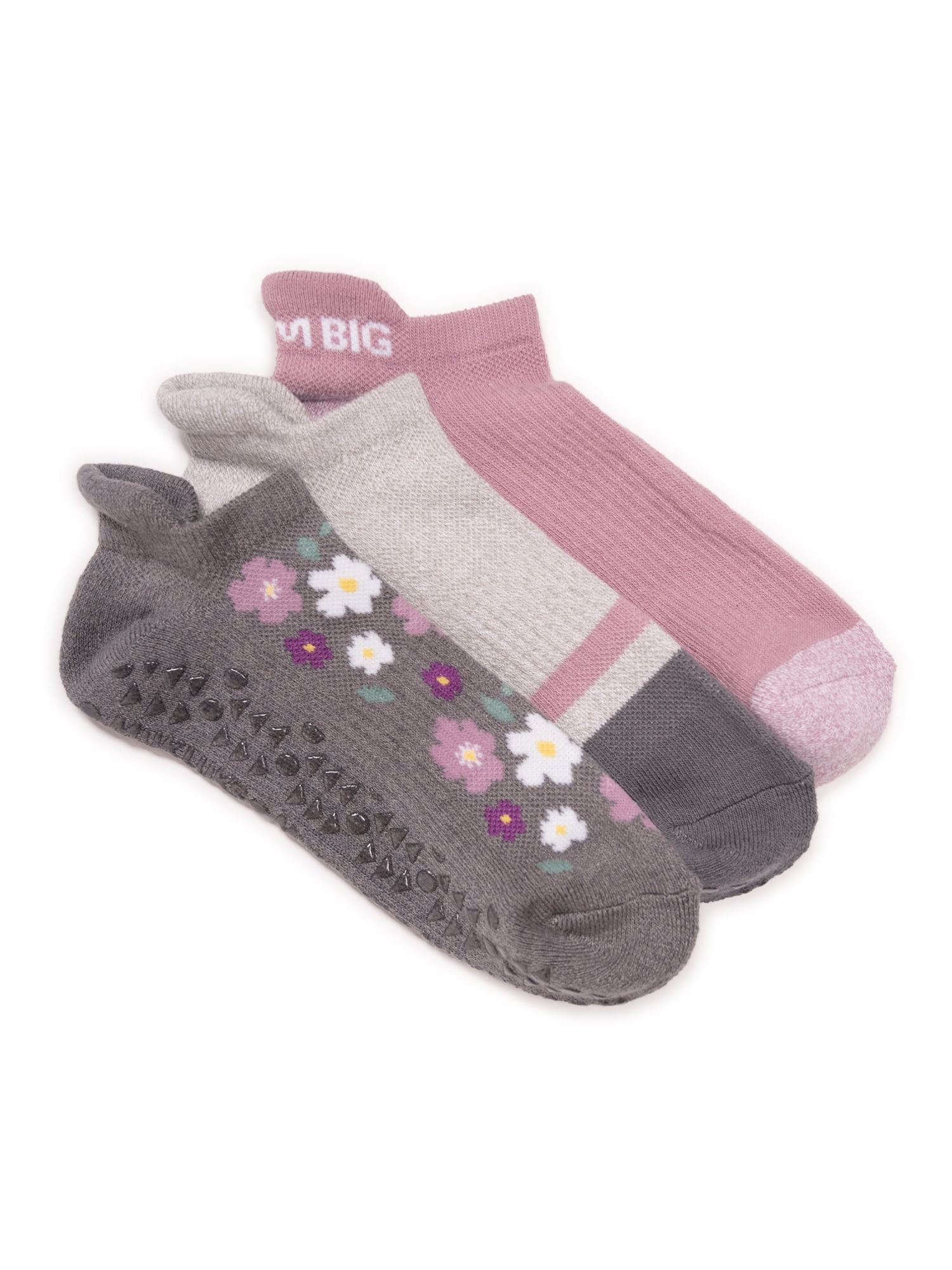 MUK LUKS Women's Studio Cotton Ankle Socks, 3-Pack, Shoe Sizes 6-10