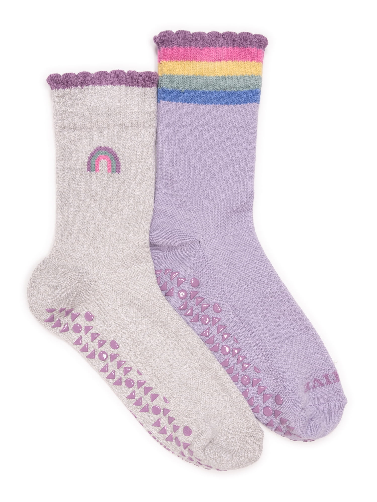 MUK LUKS Women's Studio Cotton Crew Socks, 2-Pack, Shoe Sizes 6-10