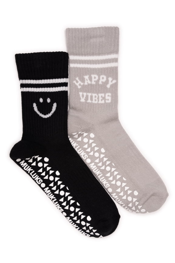 Women's Pilates Cotton Crew Socks, 2-Pack, Shoe Sizes 6-10