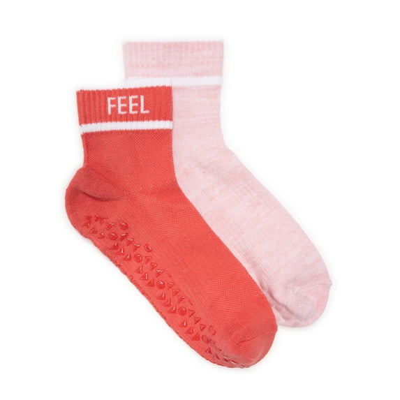 MUK LUKS Women's Studio Inspire Cotton Mini Crew Socks, 2-Pack, Shoe Size 6-10