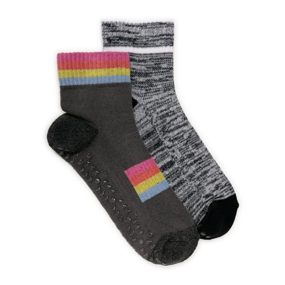 MUK LUKS Women's Studio Inspire Cotton Mini Crew Socks, 2-Pack, Shoe Size 6-10