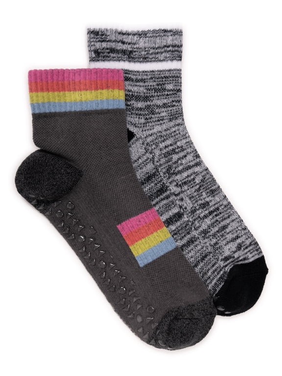 Women's Pilates Inspire Cotton Mini Crew Socks, 2-Pack, Shoe Size 6-10