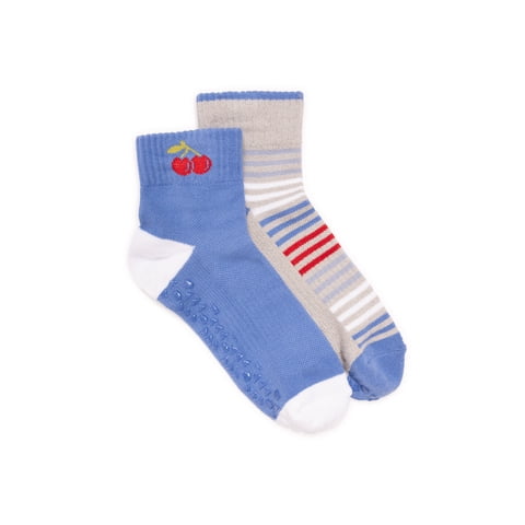 Women's Pilates Inspire Cotton Mini Crew Socks, 2-Pack, Shoe Size 6-10