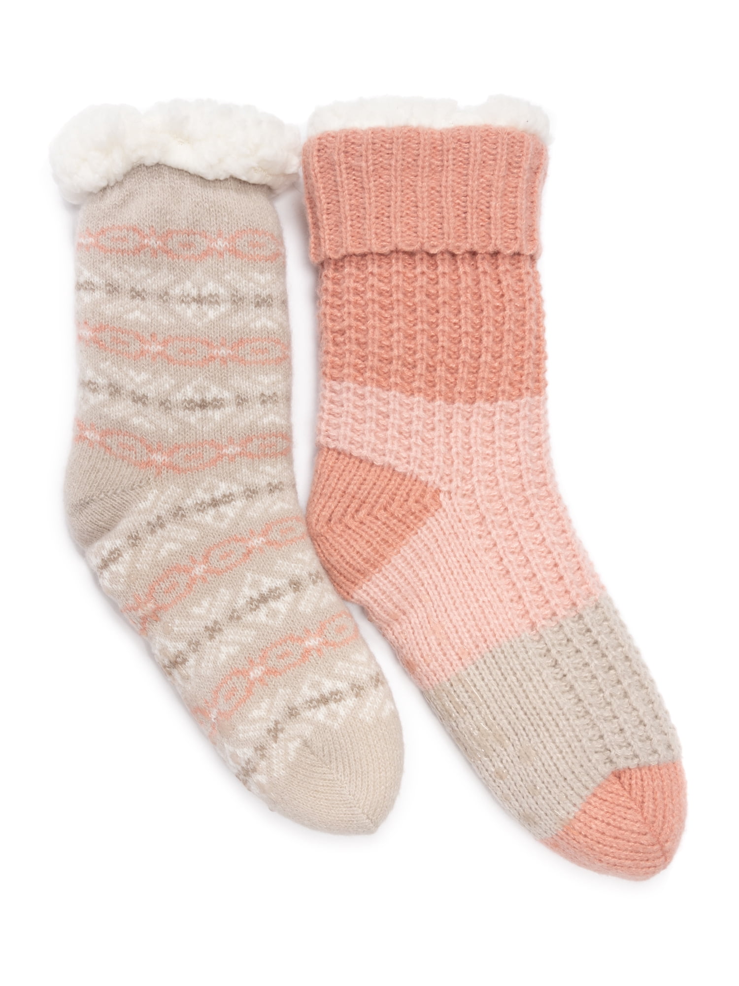 MUK LUKS Women's Tall Cabin Socks, One Size Fits Most, 2-Pack