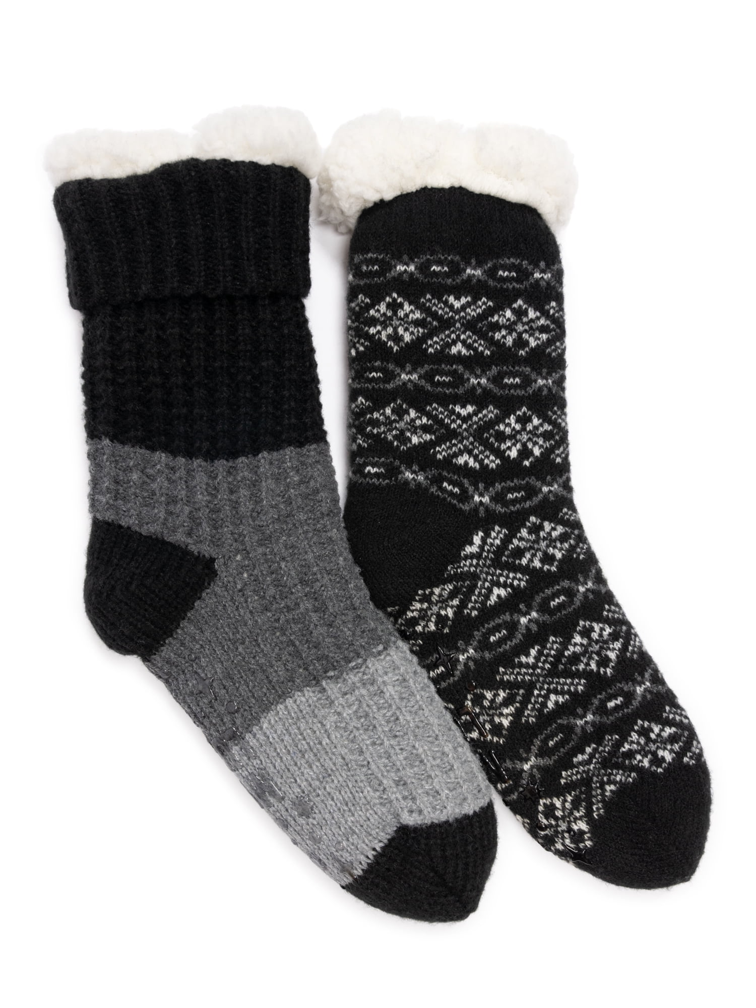 MUK LUKS Women's Tall Cabin Socks, One Size Fits Most, 2-Pack