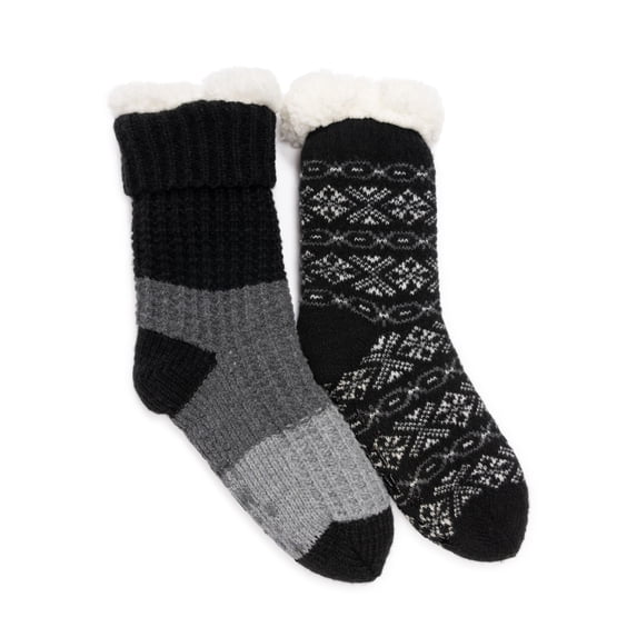 MUK LUKS Women's Tall Cabin Socks, One Size Fits Most, 2-Pack