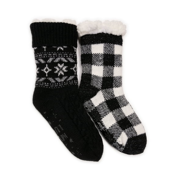 MUK LUKS Women's Tall Cabin Socks, 2-Pack, OSFM