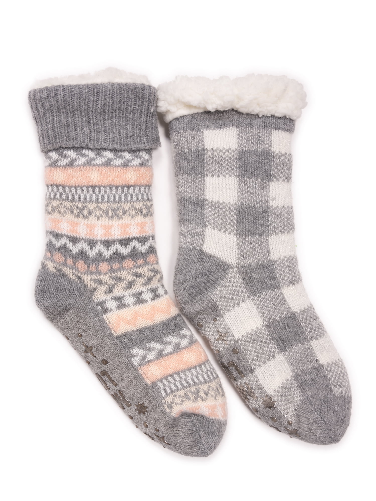 MUK LUKS Women's Tall Cabin Socks, 2-Pack, OSFM