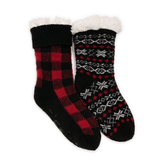 MUK LUKS Women's Tall Cabin Socks, 2-Pack, OSFM