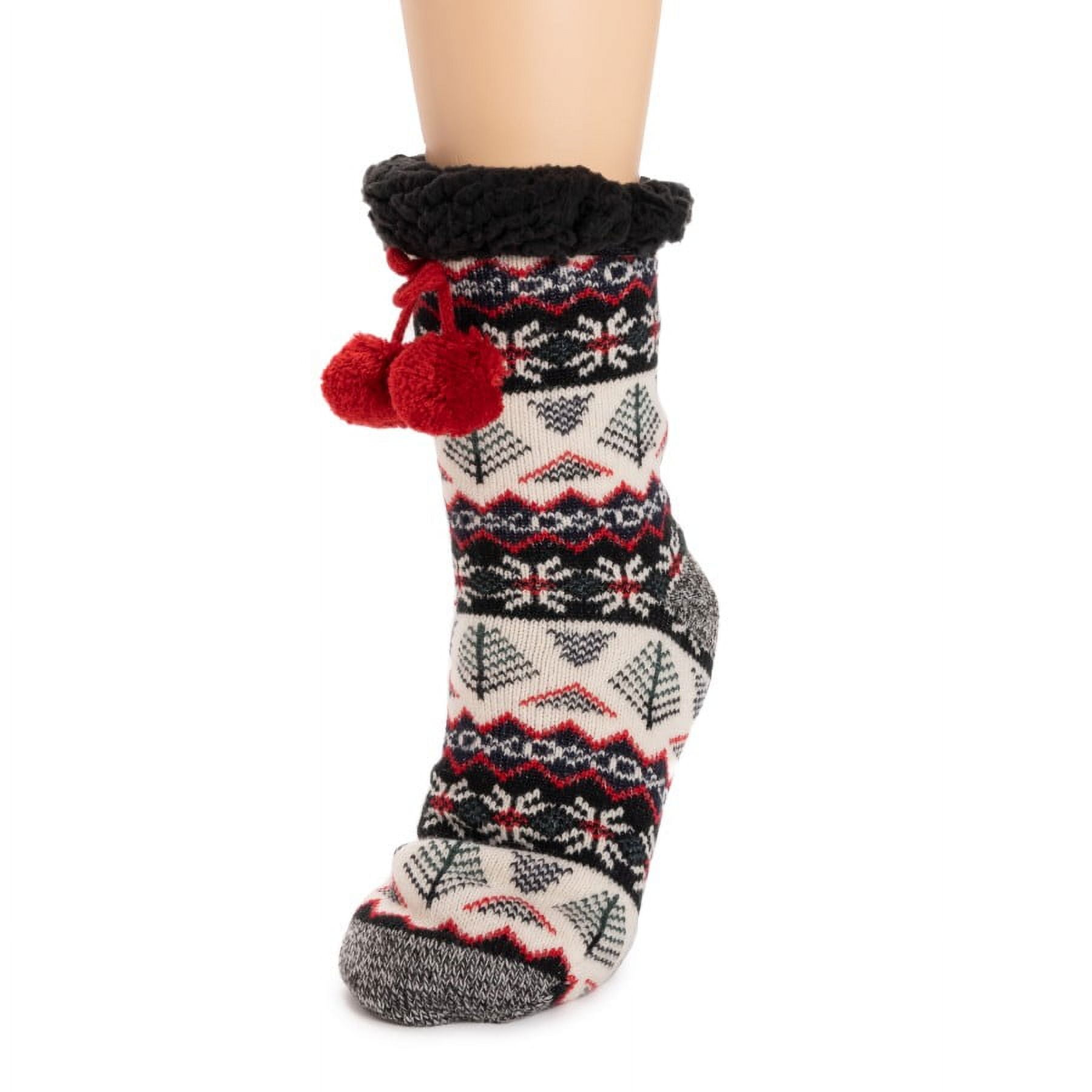 MUK LUKS Women's Tall Cabin Socks, Ebony Flower, S/M (57)
