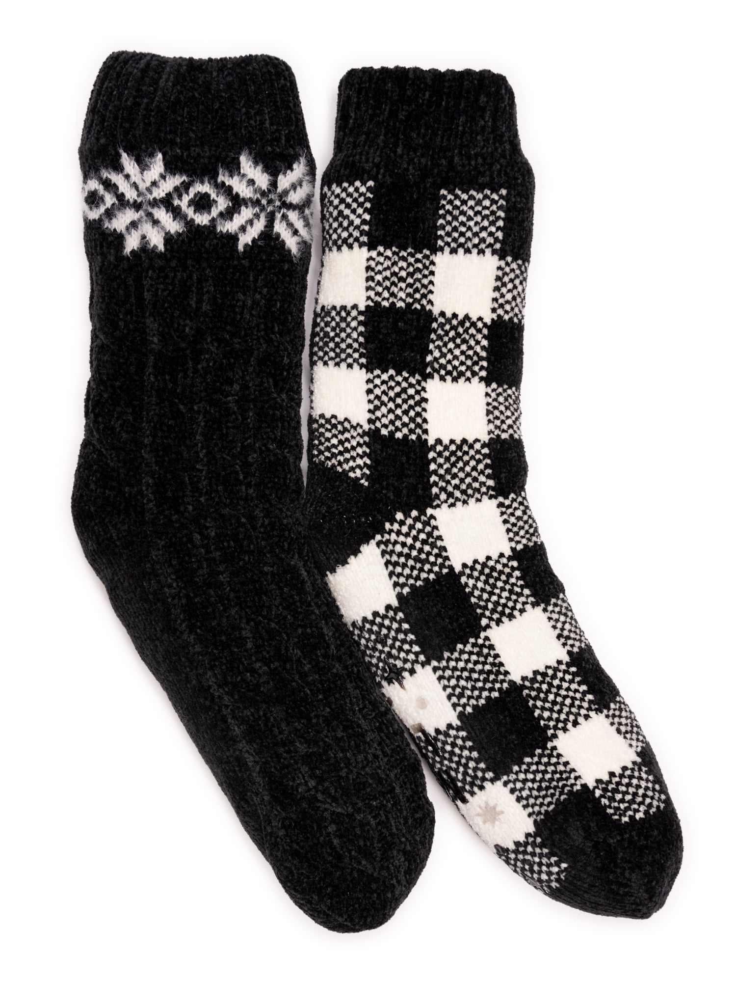 MUK LUKS Women's Tall Rib Cuff Cabin Socks, 2-Pack, S-XL