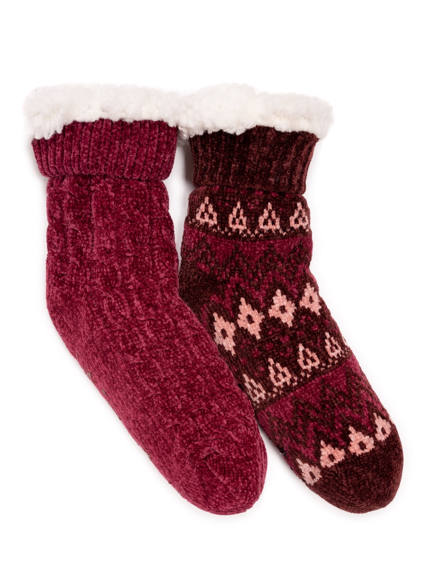MUK LUKS Women's Tall Rib Cuff Cabin Socks, 2-Pack, S-XL