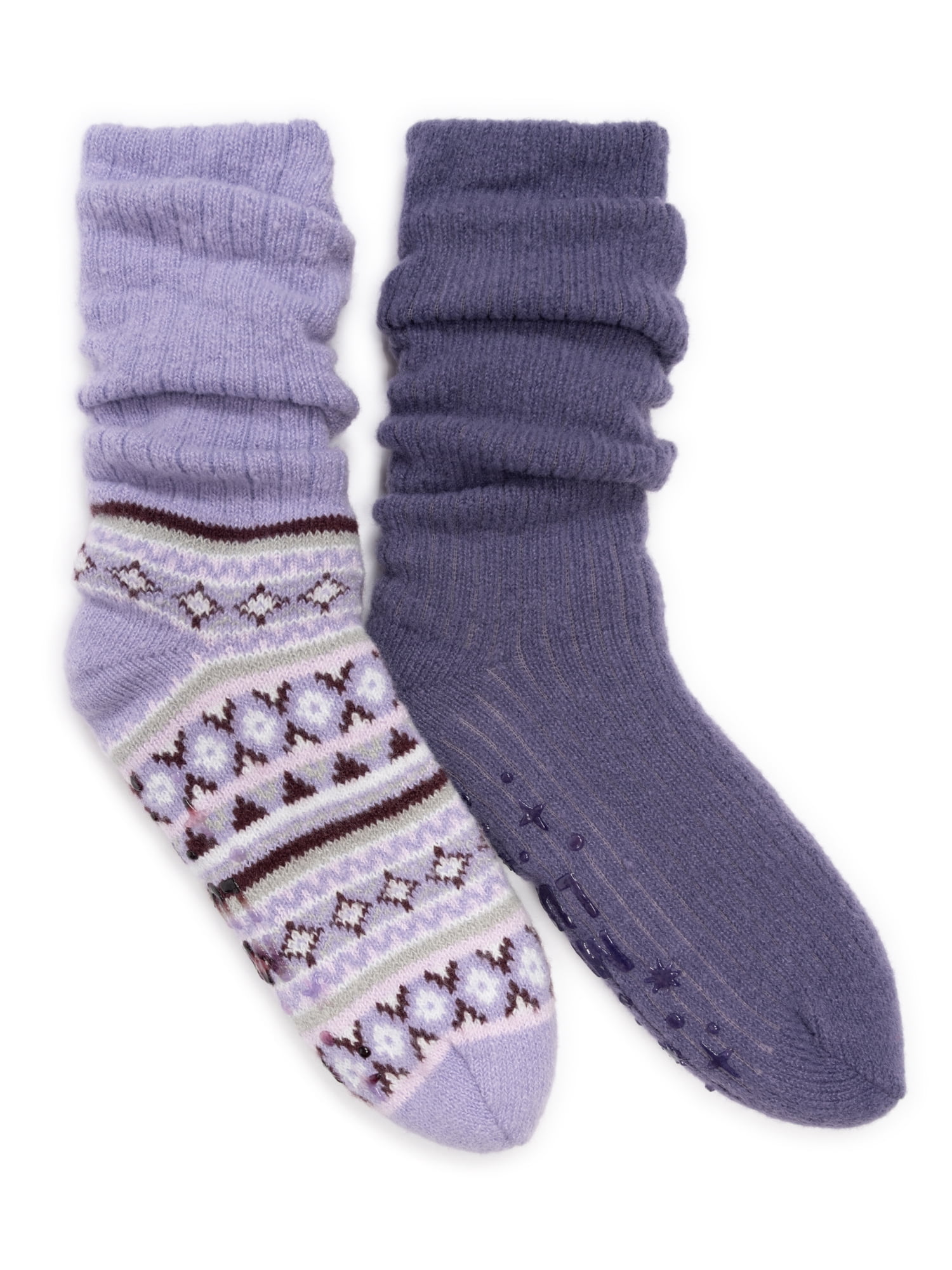 MUK LUKS Women's Tall Slouch Cabin Socks, 2-Pack, OSFM