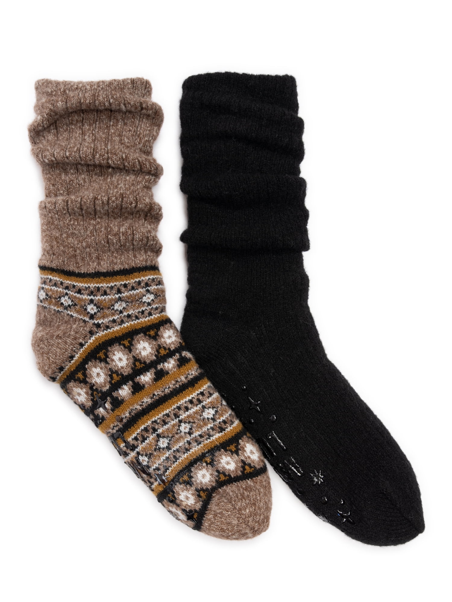 MUK LUKS Women's Tall Slouch Cabin Socks, 2-Pack, OSFM