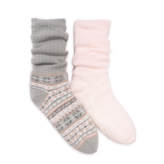 MUK LUKS Women's Tall Slouch Cabin Socks, 2-Pack, OSFM