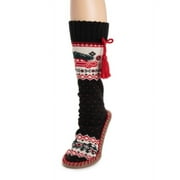 MUK LUKS Women's Tassel Slipper Socks, Ebony Stationwagon, L/XL (8-10)