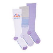 MUK LUKS Women's Wide Width Compression Nylon Knee-High Socks, 3-Pack, Shoe Size 6-10