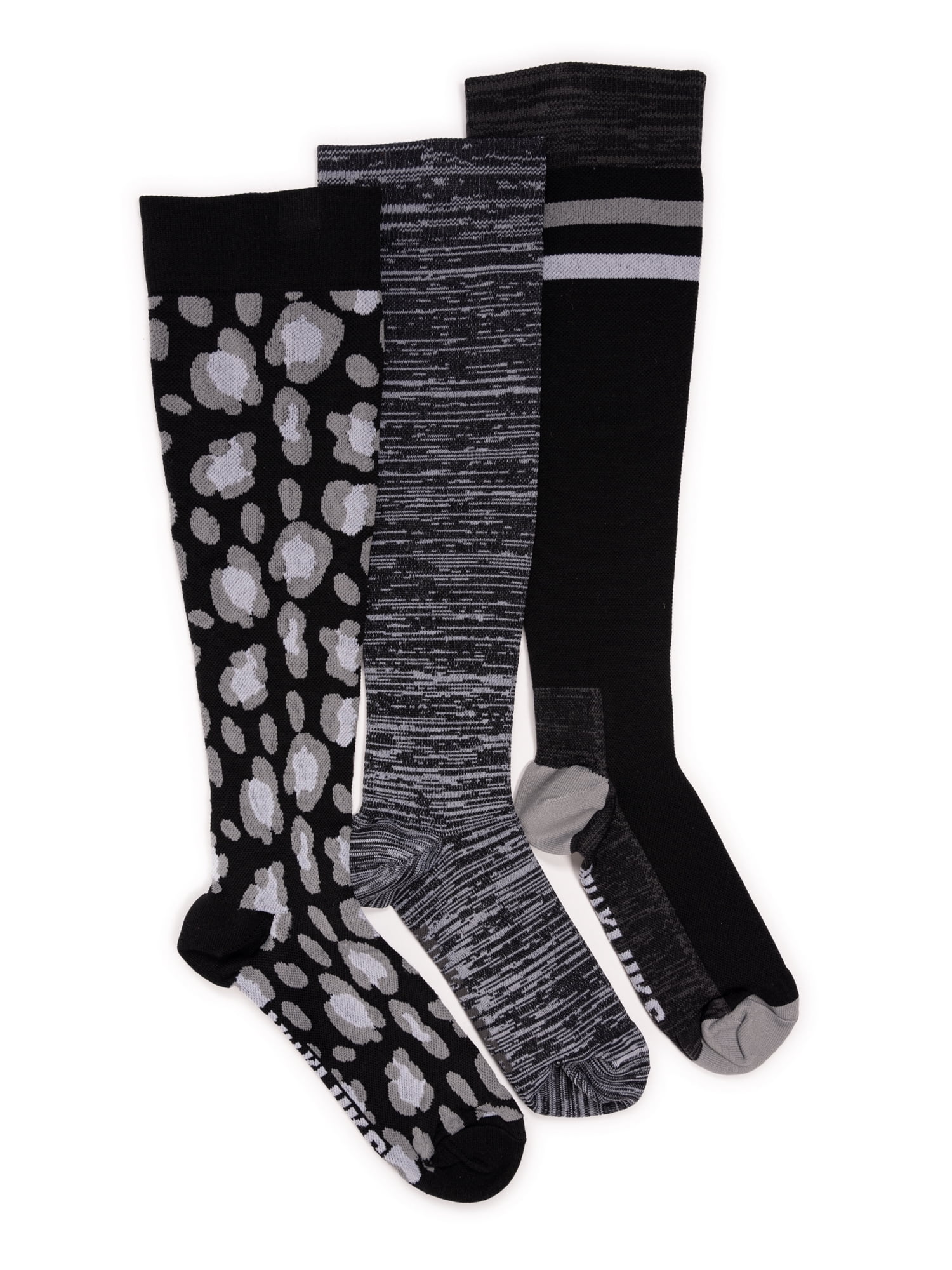MUK LUKS Women's Wide Width Compression Nylon Knee-High Socks, 3