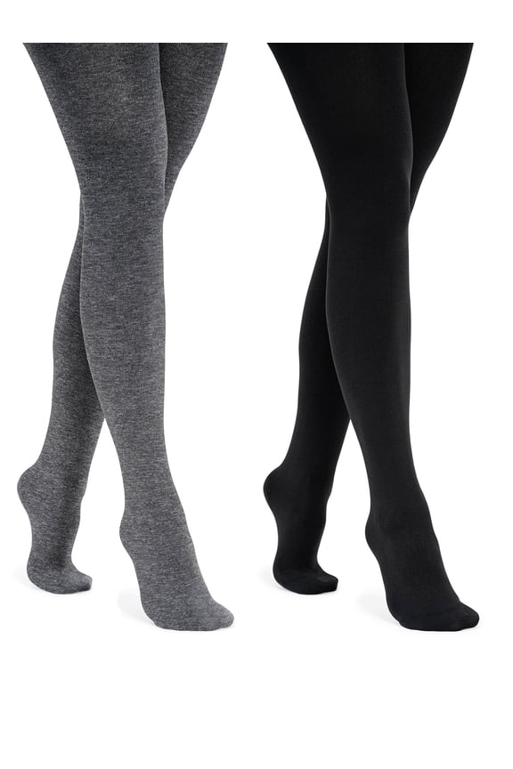 Womens 2 Pair Pack Fleece Lined Tights