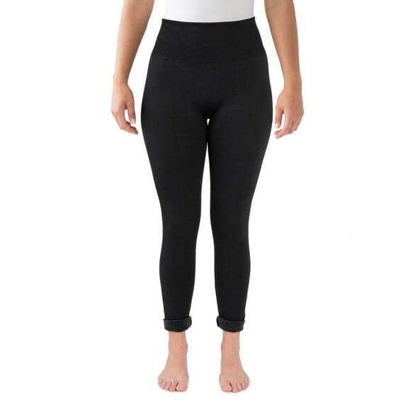 MUK LUKS Womens Fur Lined Leggings, Black, Small/Medium