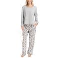 thumbnail image 1 of MUK LUKS Womens Pajama 2-Piece Set, Super Soft Long Sleeve Shirt and Pants, Sweater Weather, Pijama De Mujer, Grey Camo Blur, XL, 1 of 6