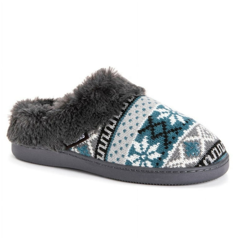 MUK LUKS Womens Suzanne Clog Slipper Grey Heather M 7 8