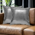 thumbnail image 1 of MUKA 2 Pcs PU Leather Throw Pillow Covers 18 X 18 Inches, Solid Dyed Crocodile PU Leather Sofa Backrest Throw Pillow Cover-Silver, 1 of 7
