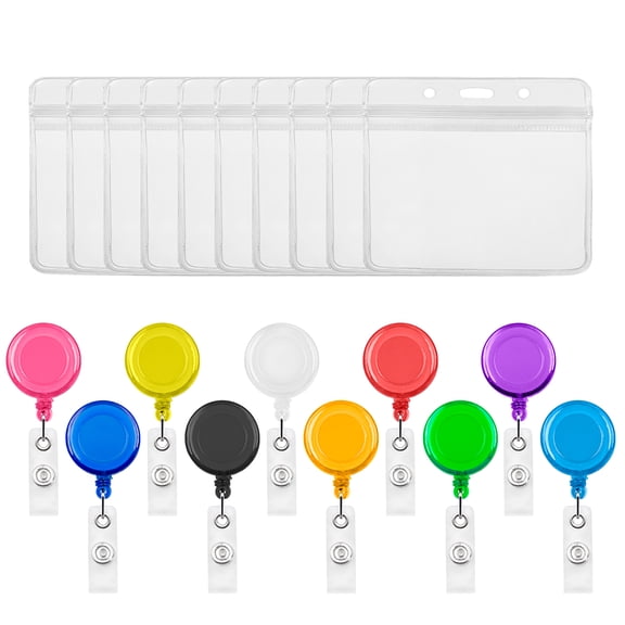 MUKA 50 Pcs Translucent Retractable Badge Holder Reel with Clear Horizontal Style ID Card Holders