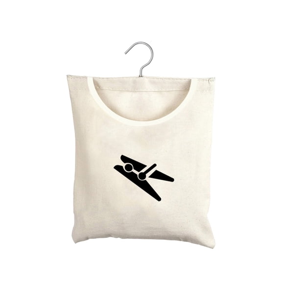 MUKA Canvas Clothespin Bag Organizer with Rotating Hooks Clothespin Hanging Storage Organizer 10.5" x 12.5"-Printed