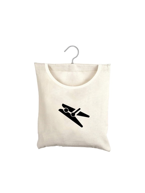 Canvas Clothespin Bag Organizer with Rotating Hooks Clothespin Hanging Storage Organizer 10.5" x 12.5"-Printed