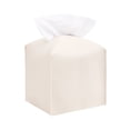 thumbnail image 1 of MUKA Tissue Box Cover Square PU Leather Tissue Box Organizer Facial Tissue Dispenser for Home and Office, 5"x5"x5"-Beige, 1 of 9
