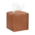 thumbnail image 1 of MUKA Tissue Box Cover Square PU Leather Tissue Box Organizer Facial Tissue Dispenser for Home and Office, 5"x5"x5"-Brown, 1 of 9