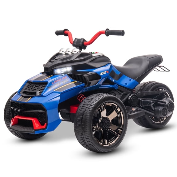 12V Kids Ride On ATV Car, MUKIDY 2 Wheeler Motorcycle Electric Vehicle ATV with LED, Music,Ride on Car Toy for Boys and Girls -Blue