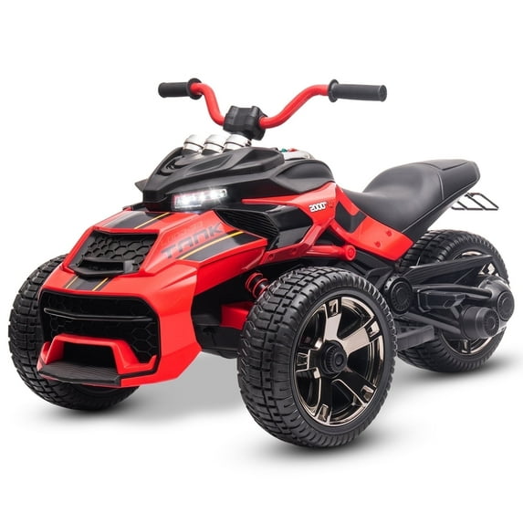 12V Kids Ride On ATV Car, MUKIDY 2 Wheeler Motorcycle Electric Vehicle ATV with LED, Music,Ride on Car Toy for Boys and Girls -Red