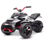 12V Kids Ride On ATV Car, MUKIDY 2 Wheeler Motorcycle Electric Vehicle ATV with LED, Music,Ride on Car Toy for Boys and Girls -White