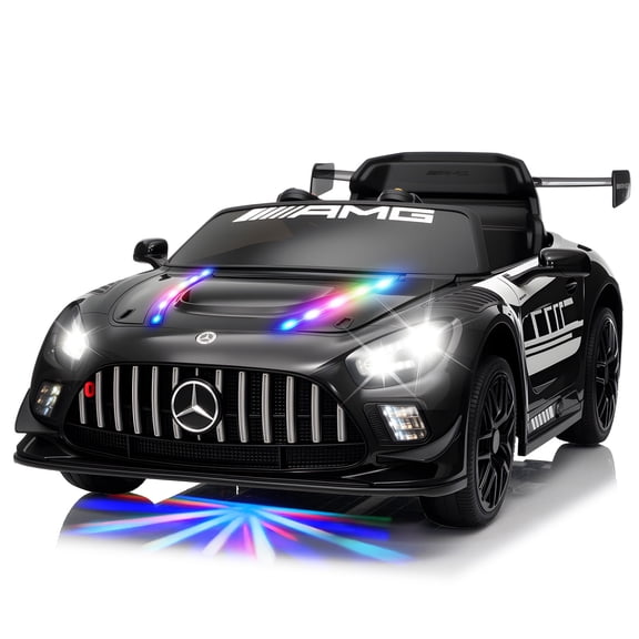 MUKIDY 12V Licensed Mercedes-Benz AMG GT3 Electric Ride on Car Toy for Toddler Kid w/ Remote Control, LED Lights, MP3 Player, Black