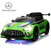 MUKIDY 12 V مرخصة مرسيدس بنز AMG GT3 الكهربائية ركوب على سيارة لعبة للطفل الصغير ث/التحكم عن بعد، أضواء LED، مشغل MP3، أخضر
