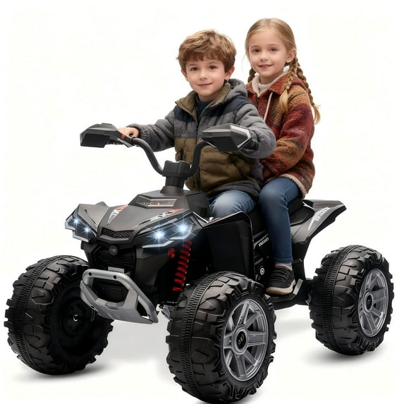 MUKIDY 24V Kids ATV 4-Wheeler, 24 Volt Ride on Toy for 3-8 Kid w/ 2x200W Motor, 5Mph Max Speed - Black
