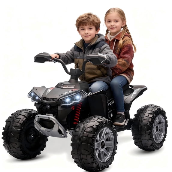 MUKIDY 24V Kids ATV 4-Wheeler, 24 Volt Ride on Toy for 3-8 Kid w/ 2x200W Motor, 5Mph Max Speed - Black