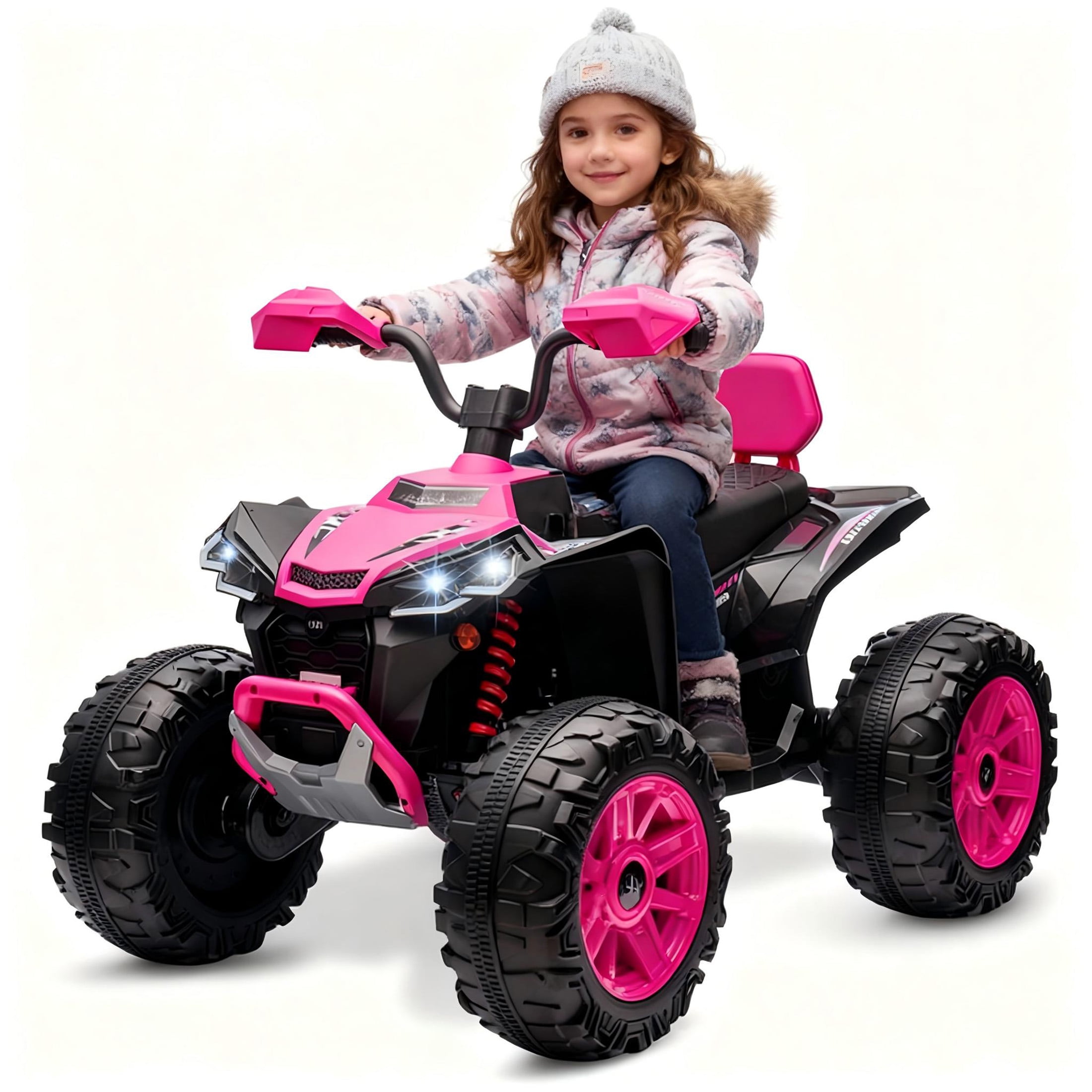 MUKIDY 24V Kids ATV 4-Wheeler, 24 Volt Ride on Toy for 3-8 Kid w/ 2x200W Motor, 5Mph Max Speed - Pink