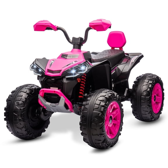 MUKIDY 24V Kids ATV 4-Wheeler, 24 Volt Ride on Toy for 3-8 Kid w/ 2x200W Motor, 5Mph Max Speed - Pink
