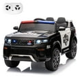 thumbnail image 1 of MUKIDY Electric Police Car for Kids, 12 Volt Kids Ride on Toys w/ Music, Megaphone, Remote, Bluetooth - Black, 1 of 7