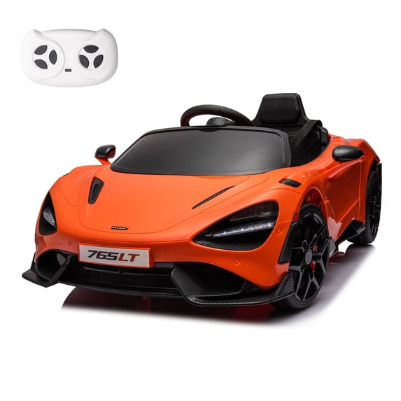 MUKIDY Electric Ride on Car for Kids, Licensed McLaren765LT 12V 7Ah Kids Ride-on Toy for Toddlers 3-6 with Remote, LED Lights, Bluetooth - Orange