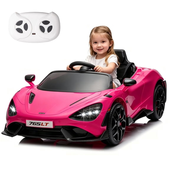 MUKIDY Electric Ride on Car for Kids, Licensed McLaren765LT 12V 7Ah Kids Ride-on Toy for Toddlers 3-6 with Remote, LED Lights, Bluetooth - Pink